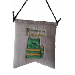 Stickdatei ITH - Wimpel Stab "Willkommen im Miezhaus"